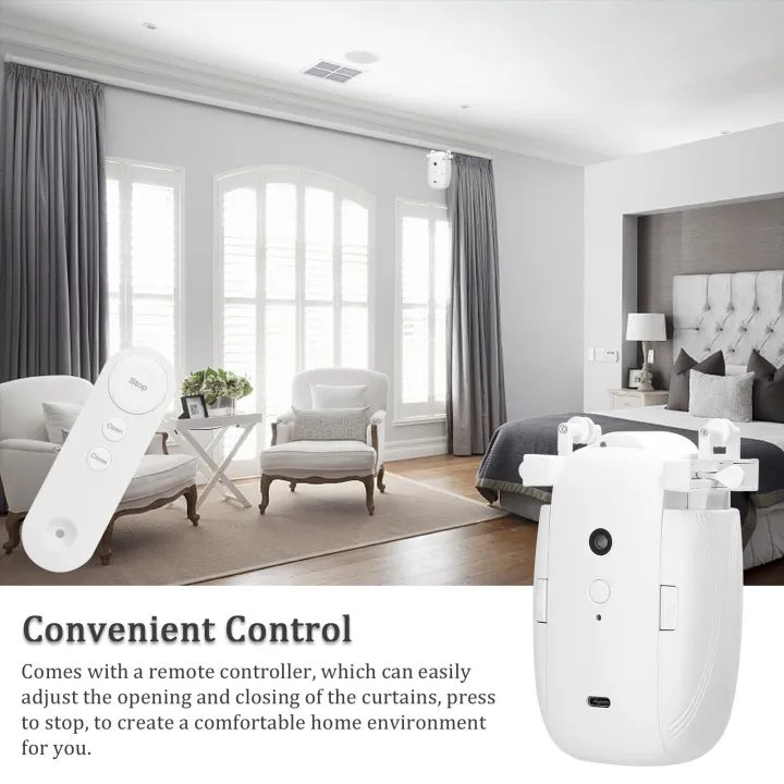 2pcs%203%20in1%20Intelligent%20Curtain%20Motor%20Home%20Electric%20Curtain%20Opener%20No%20Wiring%20with%20Remote%20Controller%20for%20I-Rail/U-Rail/Roman%20Rod-02%20-%20Image%202