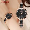 Olevs 5872 Stainless Steel and Ceramic Analoge Wrist Watch For Women.