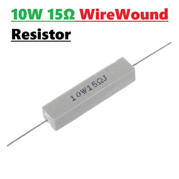 3pcs 10Watt Wirewound 10W 15 Ohm Ceramic Cement High Power Wirewound Resistor 15 Ohm 10 Watt Wire Wound Axial Lead Fixed Cement Resistor 5% Tolerance