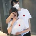 summer new love embroidery t-shirt couple vintage tshirt short sleeve streetwear black tee shirt clothes top aesthetics size y2k. 