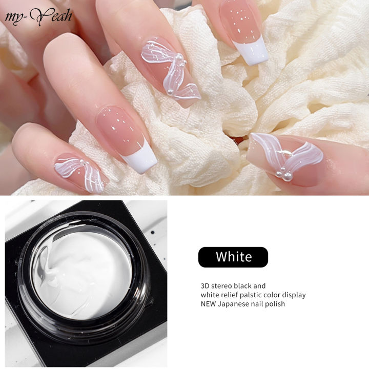 Myyeah%205ml%203D%20Painted%20Embossed%20Gel%20No-wash%20Black%20White%20Nail%20Art%20Plaster%20Nail%20Gypsum%20Drawing%20Gel%20Nail%20UV%20Gel%20DIY%20Makeup%20Tool%20-%20Image%204