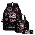 3PC-SET Printing Peripheral Sanrio Kuromi Backpack Student School Bag Pencil Case Bag Mochila Sports Backpack Lightening. 