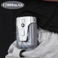 USB Waist Neck Fan Clip-on 3.7V/1.2A Air Cooling Fan Bladeless 12000mAh Power Bank 3-gear Wind Mute for Outdoor Work. 