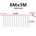 3x1/3x3/6x3m LED Icicle String Lights Christmas Fairy Lights Garland Outdoor Home For Wedding/Party/Curtain/Garden Decoration--6Mx3M--White.