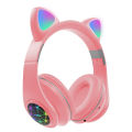 M2 Cat Ear Luminous Head-mounted Wireless Bluetooth Headset with Microphone Hands-free Support TF Card AUX Play Easy to carry.. 