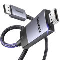 UGREEN DP to HDMI 2.1 8K 4KCable 60Hz 240Hz Display Port Zinc Alloy Shell with Braided Mesh Black for Monitor HDTV Projector Laptop Desktop Computer Graphics Card,Dell, Lenovo, HP(DP input and HDMI output).