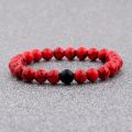 2Pcs Couples Long Distance Bracelet Natural Natural Stone Red Black Yin Yang Beaded Bracelets for Men Women Best Friend. 