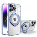 Plating Ring Magnetic Transparent Phone Case For iPhone 15 14 Pro Max 13 12 11 XR XS X 7 8 Plus Magsafe Wireless Charging Cover.