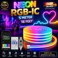 5m/ 16 feet USB RGB Neon LED Strip Waterproof Flexible Ribbon Tape Neon Lights with App and Remote Control for Home Room Decoration  5. 