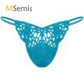 Swimwear Mens Handmade Crocheted G-String Hollow Out Bulge Pouch Briefs Elastic Waistband T-Back Thongs Sunbathing Swimsuit.