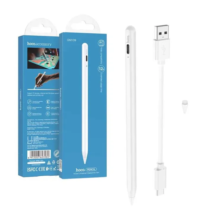 HOCO%20GM109%20Active%20Universal%20Capacitive%20Pen%20Smooth%20%20Smart%20Stylus%20Pencil%20For%20All%20Phone%20White%20-%20Image%204