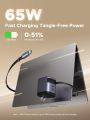 UGREEN Nexode 65W GaN USB C Retractable Charger with Built-in Cable, 2-Port Fast Charging Wall Adapter for iPhone 17/16/15, Galaxy S26/S25/S24, Pixel 10/9/8, MacBook Pro/Air/Neo, iPad, AirPods.