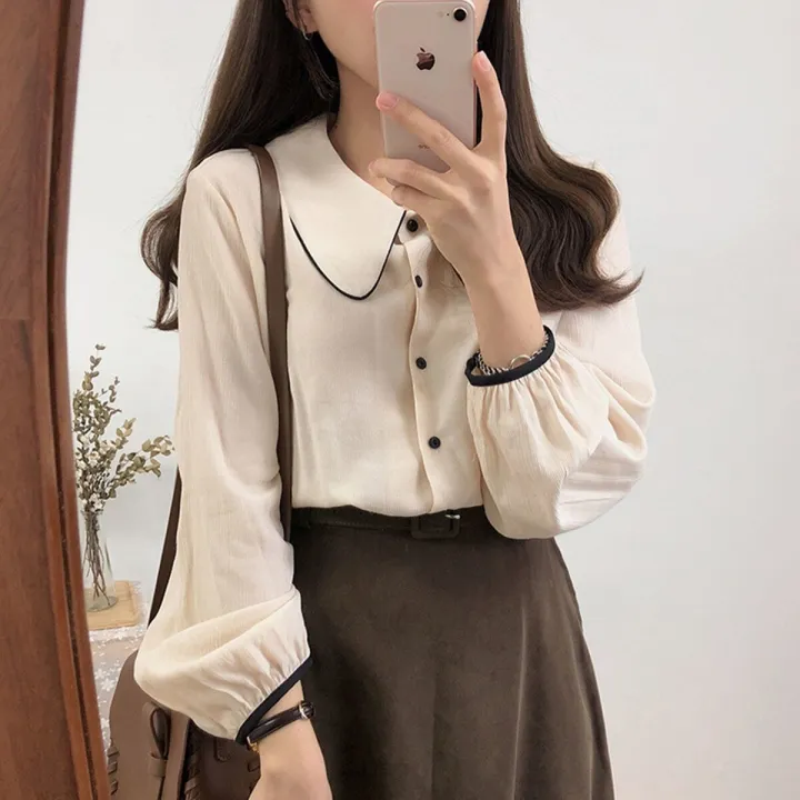Retro%20Peter%20Pan%20Collar%20Long-Sleeved%20Shirt%20for%20Women%20Spring%20and%20Autumn%20New%20Preppy%20Style%20Loose%20All-Match%20Student%20Western%20Style%20Very%20Fairy%20Blouse%20-%20Image%203