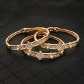 【beauty code store】3PCS Gold Bangles Rhinestone Lady's Side Open Bracelets Morocco Jewelry Bangles for bridal. 