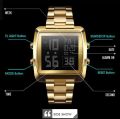 SKMEI SK1369S Golden Stainless Steel Digital Watch For Men - Golden.