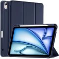 Premium Flip Case for Apple iPad Air 11-inch M3/M2 (2025/2024), iPad Air 5th/4th Generation (2022/2020) 10.9-inch with Pencil Holder, Trifold Stand with Soft TPU Back Cover, Auto Sleep/Wake,Black,Navy Blue. 