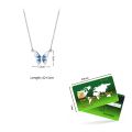 French Gradual Blue Enamel Butterfly Wing Pendant Necklace For Women Silver Color Neck Chain Exquisite Jewelry Gift For Girls.
