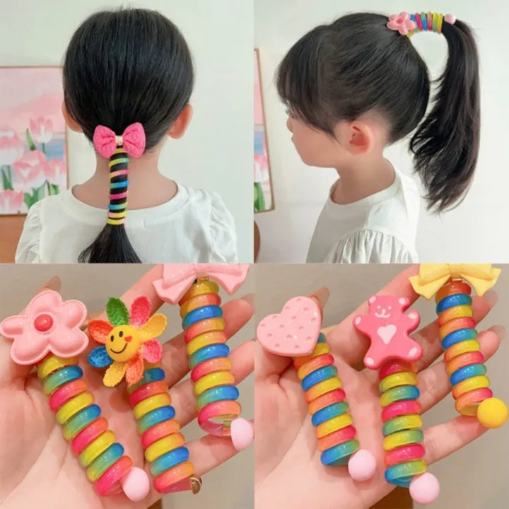 Children%20Dopamine%20Girls%20Jelly%20Color%20Ponytail%20Elastic%20Hair%20Bands%20Rubber%20Tie%20Bundle%20Scrunchies%20Telephone%20Wire%20Kids%20Accessories%20-%20Image%204
