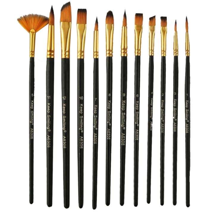 Keep Smiling Artist Paint Brush Mix Set – 12 Pcs Painting Brushes