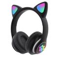 Cat STN-28 Wireless Headphones For Girls LED Glowing Light Sports and Gaming Headphones, Support Mic AUX IN TF Card Cat Ear Bluetooth Earphone STN 28. 
