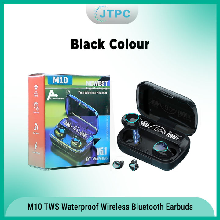 M10 TWS Earphone 9D Stereo LED Digital Display Touch CVC8.0 Digital Noise Reduction Technology - Black