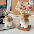 Cartoon Bear Shaped Coffee Mug Cute Bear Mug Glass Cup With Straw Transparent Creative Glass Juice Cup Milky Tea Cup.