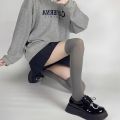 Japanese Preppy Style Women Girls Calf Socks Harajuku Lolita Opaque Solid Color Light Gray Student Over Knee High Tube T8NB. 