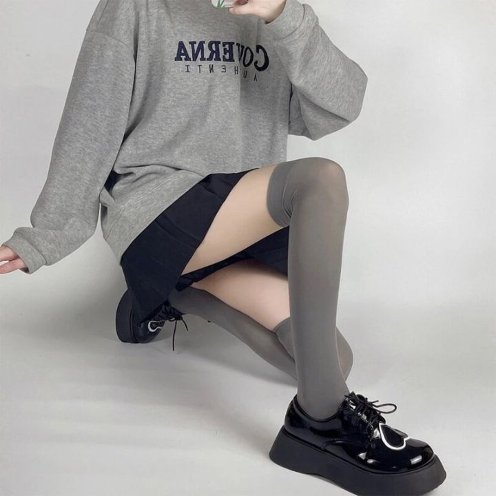 Japanese%20Preppy%20Style%20Women%20Girls%20Calf%20Socks%20Harajuku%20Lolita%20Opaque%20Solid%20Color%20Light%20Gray%20Student%20Over%20Knee%20High%20Tube%20T8NB%20-%20Image%204