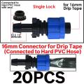 16mm 5/8 Drip Irrigation Tape Shut-Off Valve End Plug Connector Thread Lock Garden Watering System Greenyhouse to PVC Hard Pipe. 