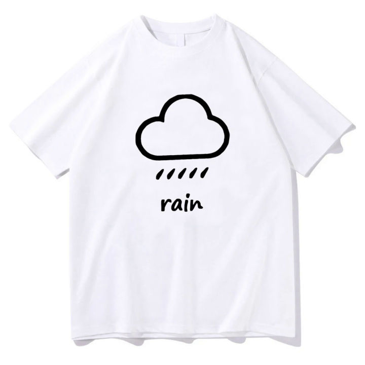 Weather Rain Aesthetic T Shirts WOMEN Minimalist Lines 100% Cotton High Quality T-shirts Summer Korean Style High Street Fashion