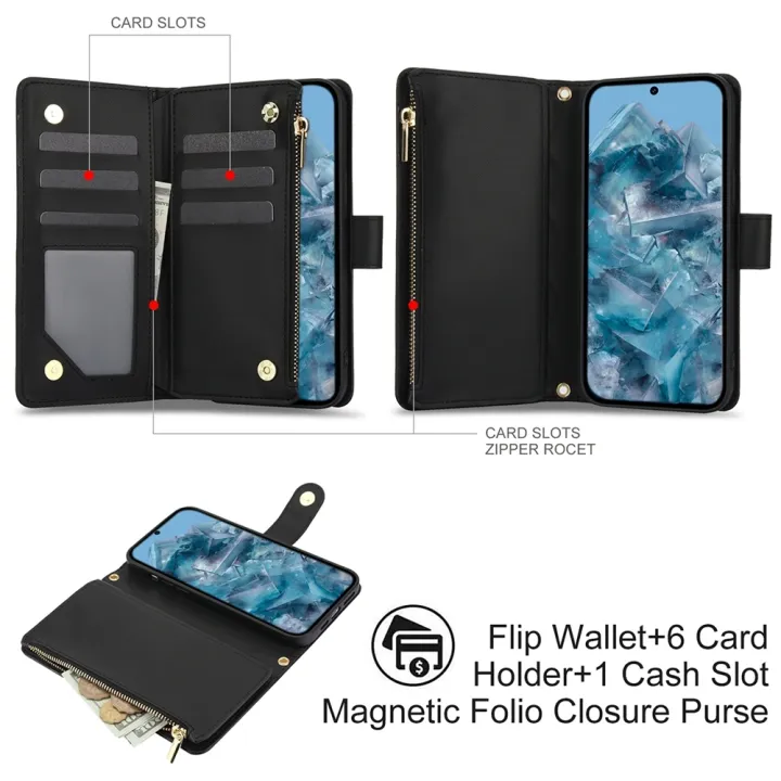 YM016%20Rhombic%20Zipper%20Card%20Wallet%20Leather%20Phone%20Case%20with%20Lanyard%20For%20Google%20Pixel%208%20Pro%20-%20Image%2010