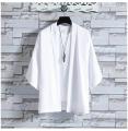 Men's Kimono Shirt Traditional Japanese Style Clothing Male Open Front Cardigan 3/4 Sleeve Yukata Coat Haori Casual Beach Shirts. 