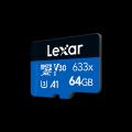 Lexar 64GB High-Performance Class 10(prod Life official warranty) 633x microSDHC/microSDXC UHS-I Card BLUE Series Micro SD Card.