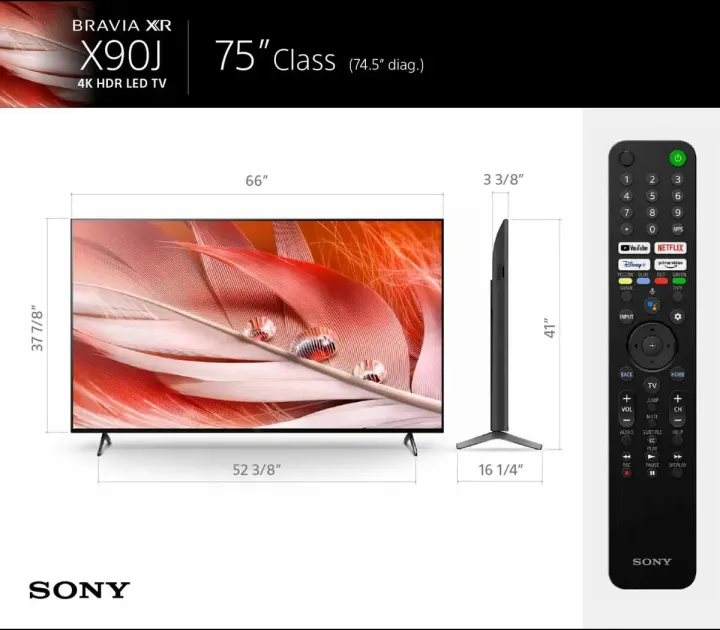 Sony%20BRAVIA%20XR%2075%20Inch%20X90J%204K%20Ultra%20HD%20HDR%20Full%20Array%20LED%20Smart%20Google%20TV%20(75X90J)%20-%20Perfect%20for%20PS5%20Gaming%20-%20Official%20Brand%20Warranty%20-%20Image%203