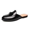 Black half shoes for men mules Slippers leather shoes casual shoes men fashion sapato social masculino mocassin homme chaussure.