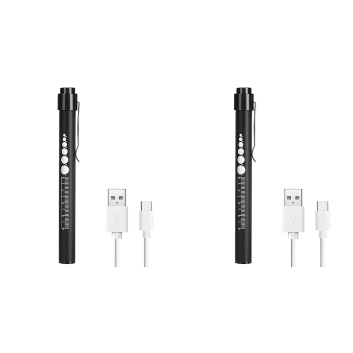 2X Rechargeable Pen Light with Pupil Gauge LED Penlights,USB Rechargeable Penlight Gifts for Nurses Nursing Student