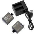 EKEN Action Camera Dual USB Charger Dock + 2 Pcs battery For H9R H5S H8R H7S H5S. 