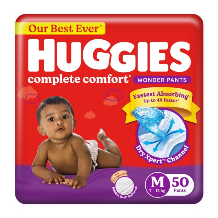 Huggies Complete Comfort Wonder Pants - Medium (M) Size Baby Diaper Pants - 50 pcs