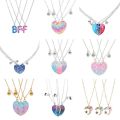 Qpeach 3Pack Heart Flower Butterfly Star Glitter Pendant Best Friend Girls BFF Necklace of 3 for Kids Friendship Jewelry Gifts. 