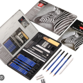 KALOUR PDAS Drawing Sketching Pencil Set, 36 Pro Art Pencil Kit, 12 Graphite Pencils (8B-5H), Black & White Charcoal Pencils, Charcoal Sticks, Stumps, Eraser, Sharpener, Tutorial, Art Supplies.