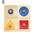 Montessori Wood Knob Puzzle Peg Board Geometric Shape Match Baby Educational Toy. 