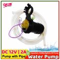 Mini DC Water Pump with Pipe Adjustable Water Flow 6-12V Operate Low Noise Motor Pump 120L/H 1.1M Micro Brushless Magnetic Driving Pump. 