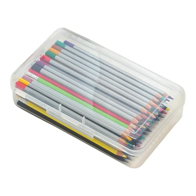 MUXHEL 6 Tier Plastic Pencil Box Clear Pen Storage Organiser With Lid
