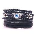 1Set 3/4Pcs Mix Leather Bracelet Men Multi-layer Bracelet Ladies Punk Casual Mens Bracelets Jewelry Accessories Classic Pulseira. 