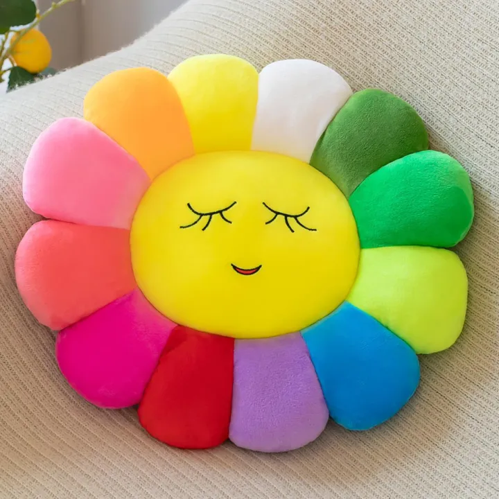 Multicolor%20sunflower%20shape%20pillow%20Emoji%20face%20cartoon%20plush%20material%20PP%20cotton%20filled%20-%20Image%202