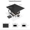 Double Top Deluxe Solar Powered LED Rectangle Umbrella Hanging Umbrella Outdoor Market Umbrella Navy Blue Patio Umbrellas. 