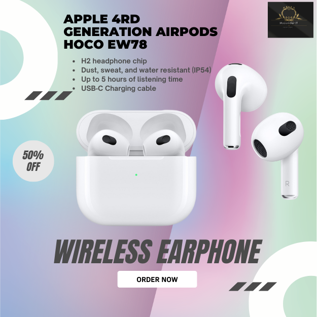 Hoco EW78 Airpod 4th Gen Design TWS Headset White