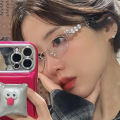 Rhinestone Stainless Steel Oval Frame Glasses Women's Punk Retro Anti Blue Light Eyewear Girl Reading Spectacles. 