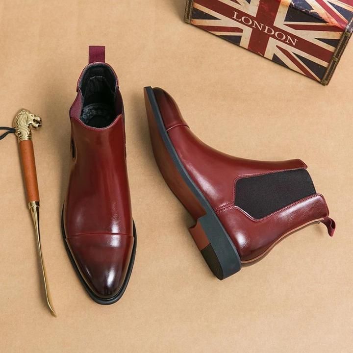Luxury%20Brand%20Men's%20Chelsea%20Boots%20New%20Outdoor%20Red%20Sole%20Square%20Shoes%20Handmade%20Toe%20Business%20Ankle%20Boots%20for%20Men%20Dress%20Boots%202024%20BunnyGarden%20-%20Image%205