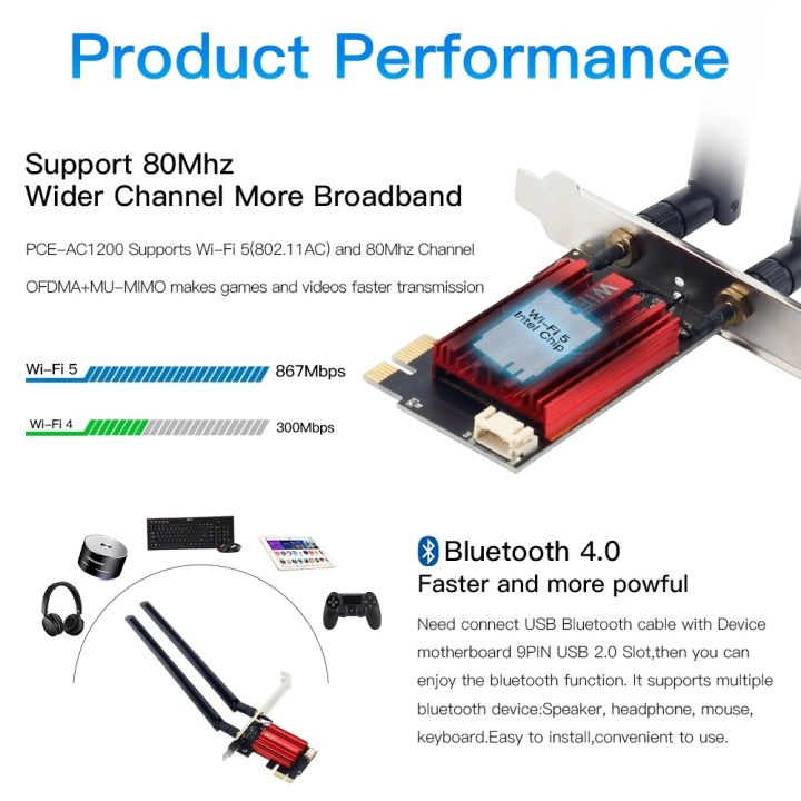 WiFi%205%20PCI-E%20Wireless%20Adapter%20AC1200%20Network%20Card%20Dual%20Band%202.4G/5GHz%20802.11AC%20For%20Bluetooth%204.0%20Desktop%20Windows%207/8/10/11%20-%20Image%203